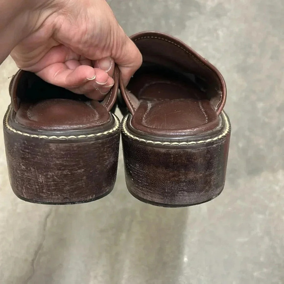 Vintage  wood heels leather clogs - Picture 3 of 6